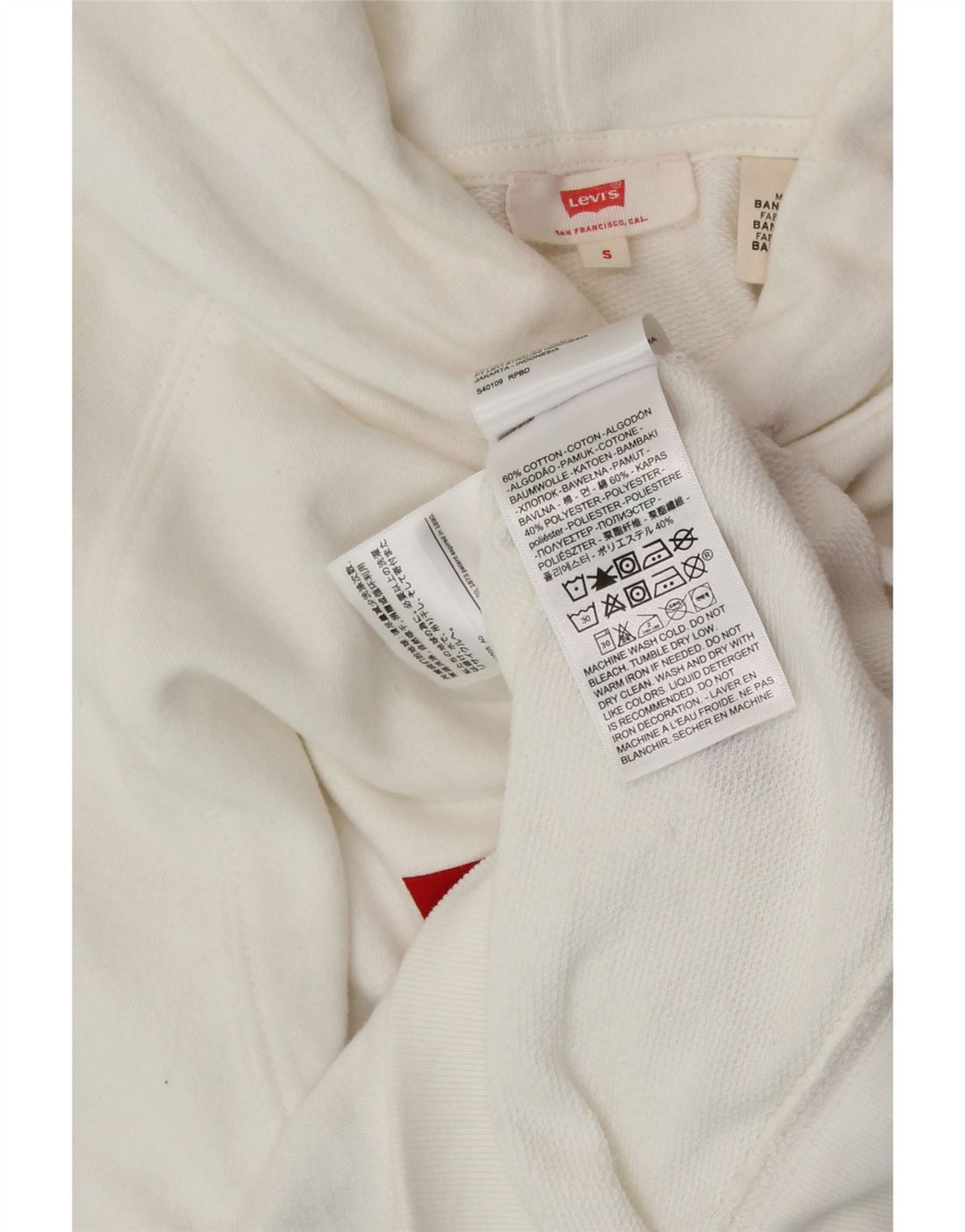 LEVI'S Womens Graphic Oversized Hoodie Jumper UK 10 Small White Cotton
