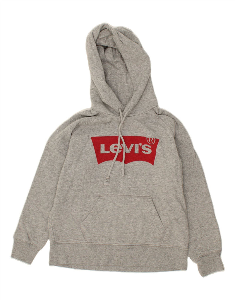 LEVI'S Womens Graphic Hoodie Jumper UK 6 XS Grey Cotton Vintage Levi's and Second-Hand Levi's from Messina Hembry 