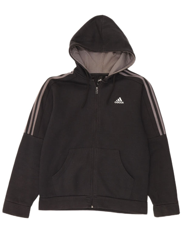 Adidas Mens Zip Hoodie Sweater Large Black Cotton