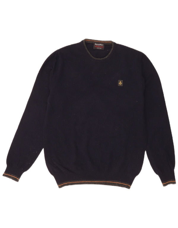 Refrigiwear Mens Sixty spa Crew Neck Jumper Sweater Medium Navy Blue Wool