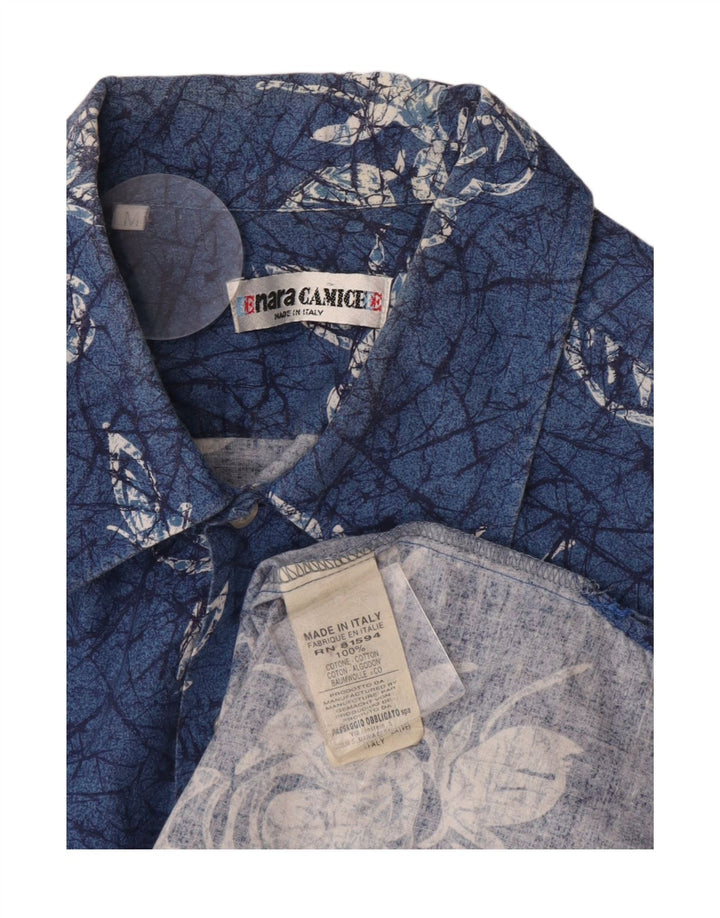 Naracamicee Mens Short Sleeve Shirt Medium Blue Floral Cotton