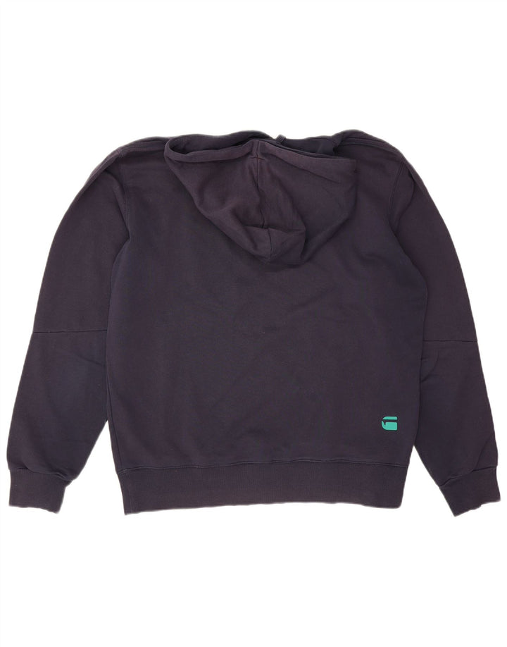 G-Star Mens Graphic Hoodie Jumper Medium Navy Blue Cotton