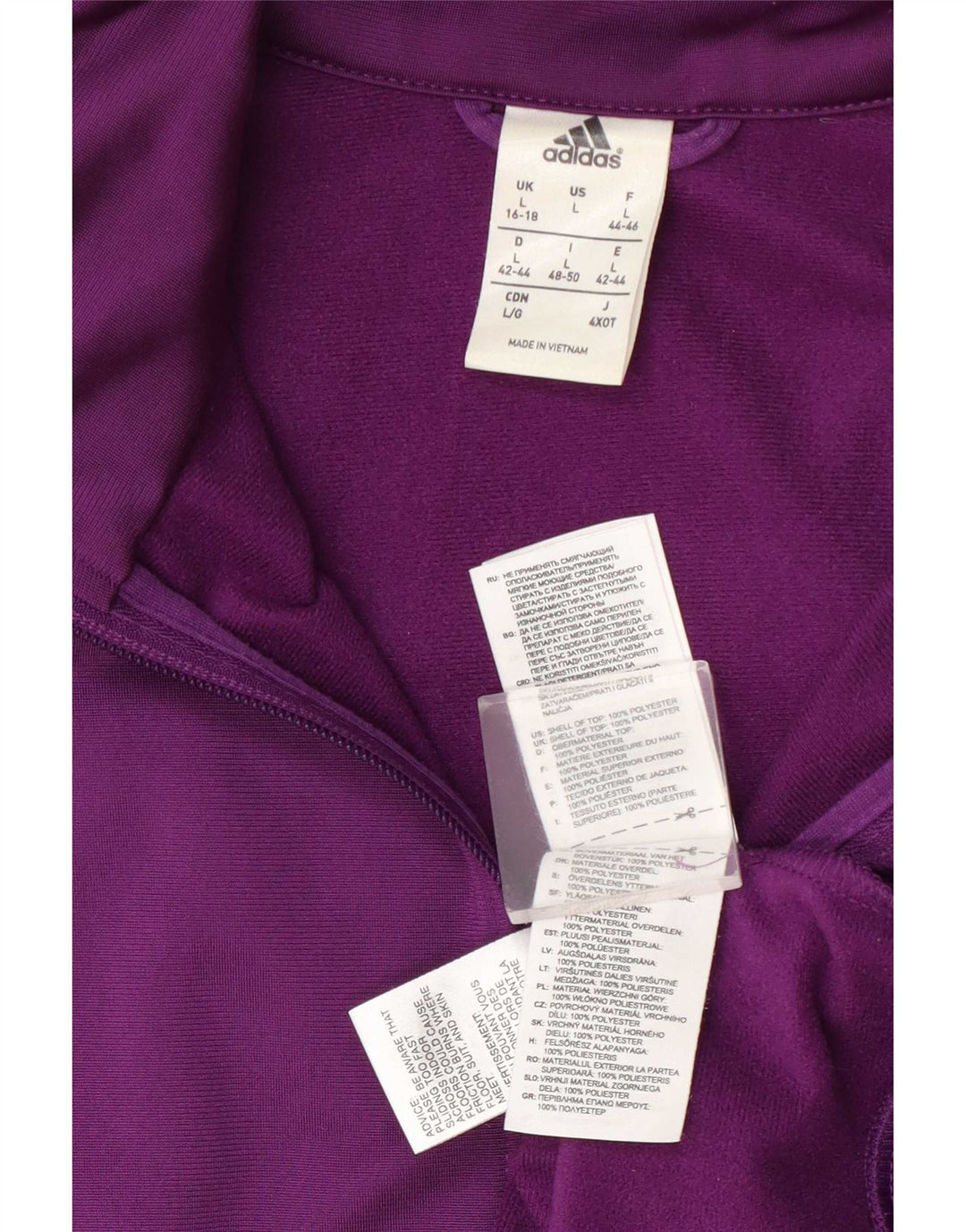 Adidas Womens Tracksuit Top Jacket UK 16/18 Large Purple Polyester