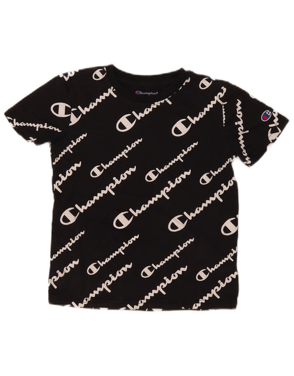 Champion Boys Graphic T-Shirt Top 7-8 Years Small Black Cotton