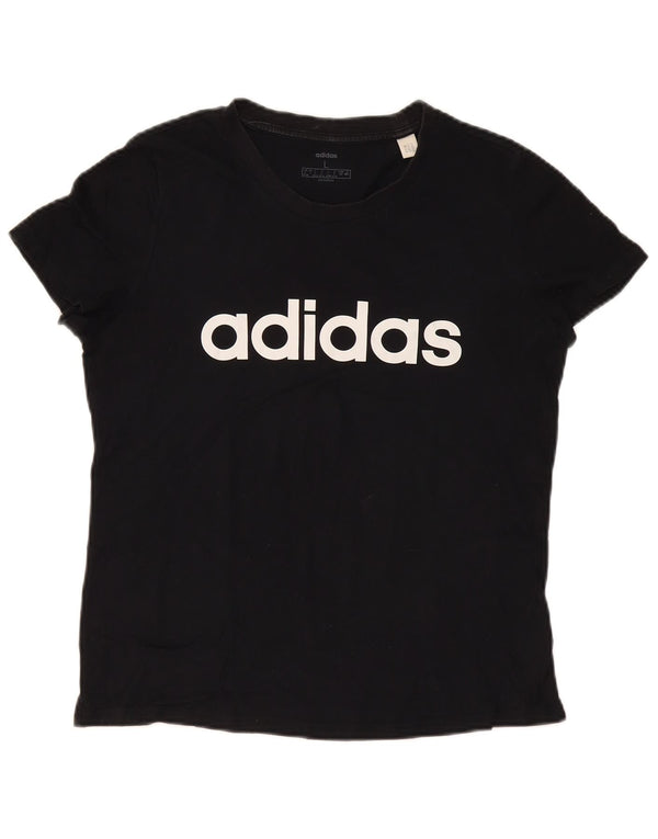 Adidas Womens Graphic T-Shirt Top UK 16/18 Large Black Cotton