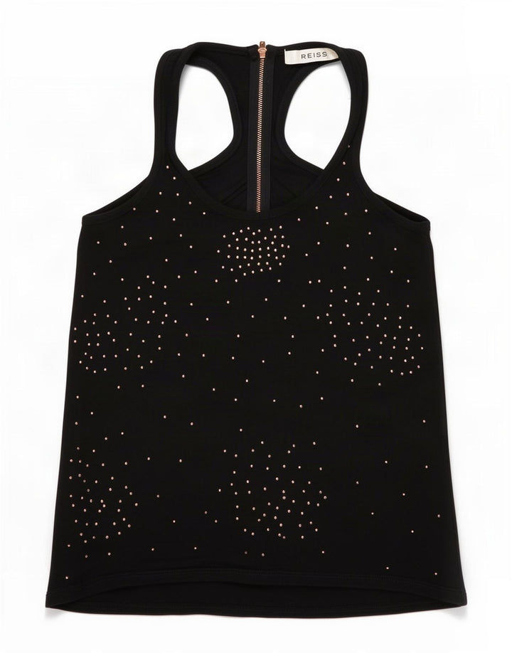 Reiss Womens Vest Top UK 10 Small Black Viscose