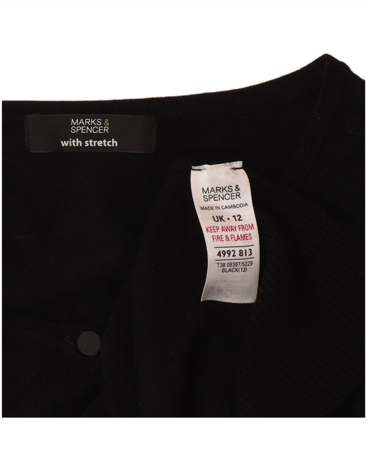 Marks & Spencer Womens Cardigan Sweater UK 12 Medium Black Viscose