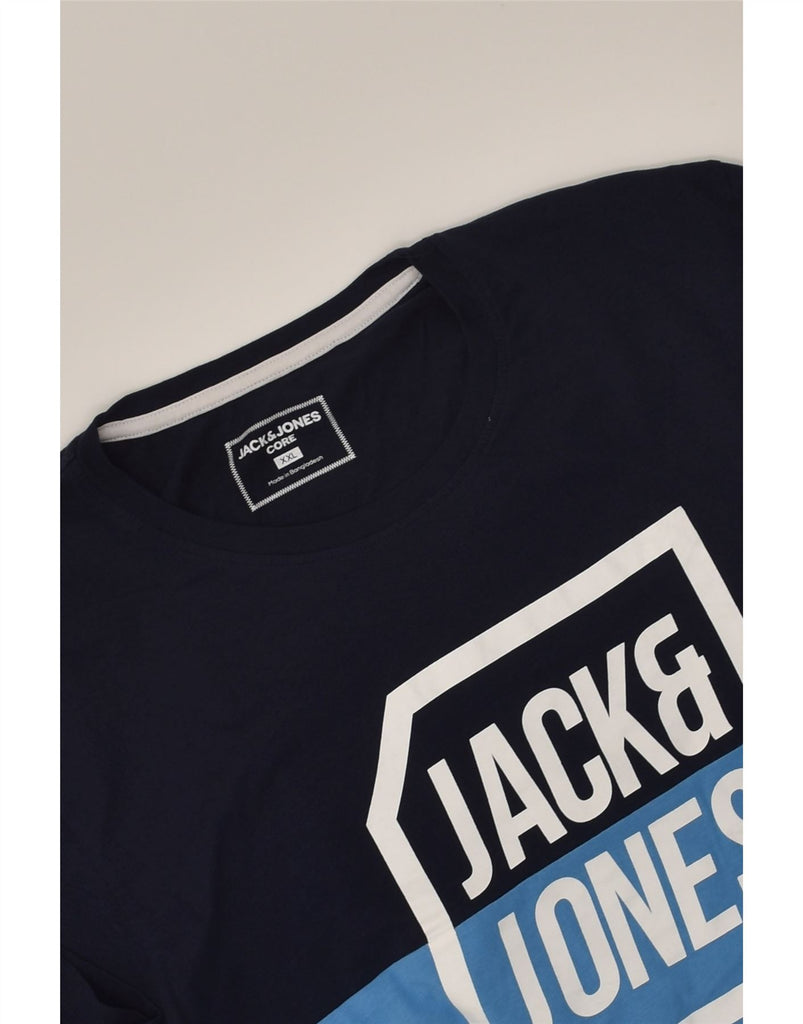 JACK & JONES Mens Graphic T-Shirt Top 2XL Blue Colourblock Cotton | Vintage Jack & Jones | Thrift | Second-Hand Jack & Jones | Used Clothing | Messina Hembry 