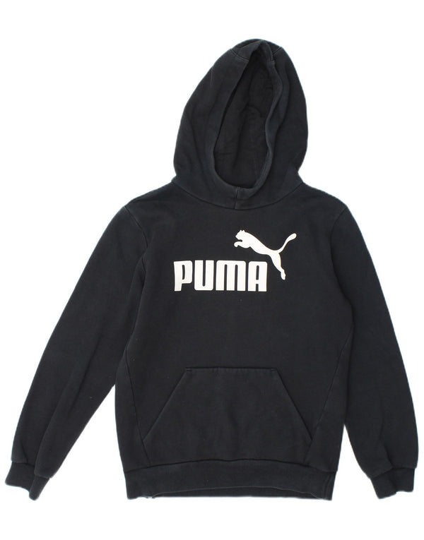 Puma Boys Graphic Hoodie Jumper 11-12 Years Navy Blue Cotton