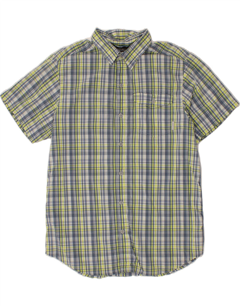 COLUMBIA Mens Omni-Wick Short Sleeve Shirt Medium Green Check Cotton Vintage Columbia and Second-Hand Columbia from Messina Hembry 