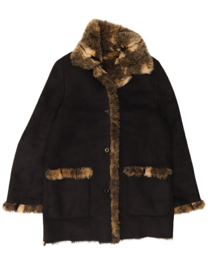 VINTAGE Womens Sherpa Jacket UK 18 XL Black