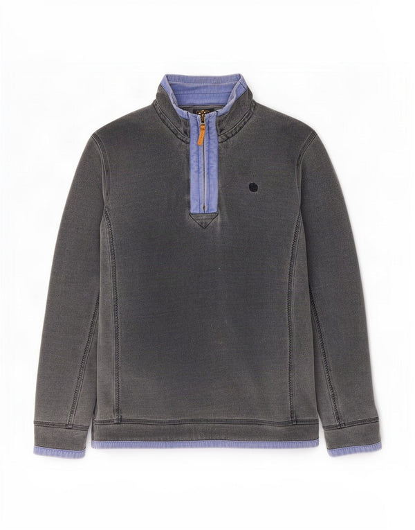 Fat Face Mens Zip Neck Sweatshirt Jumper Large Grey Cotton