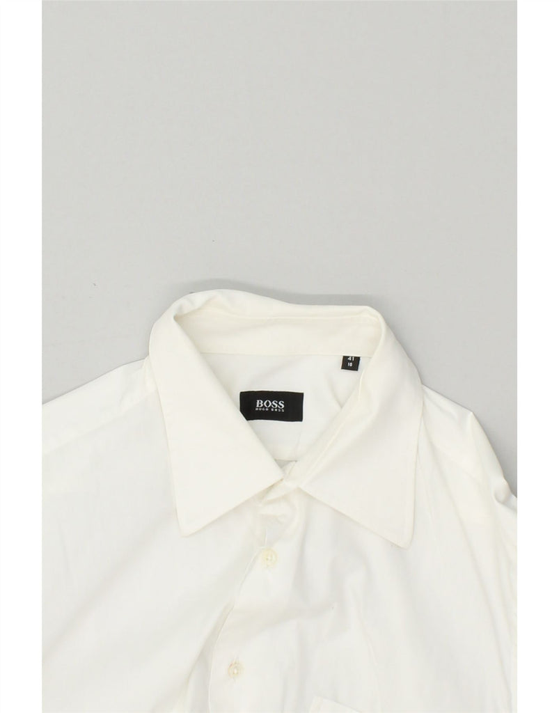 HUGO BOSS Mens Shirt Size 41 16 Large White Cotton | Vintage Hugo Boss | Thrift | Second-Hand Hugo Boss | Used Clothing | Messina Hembry 