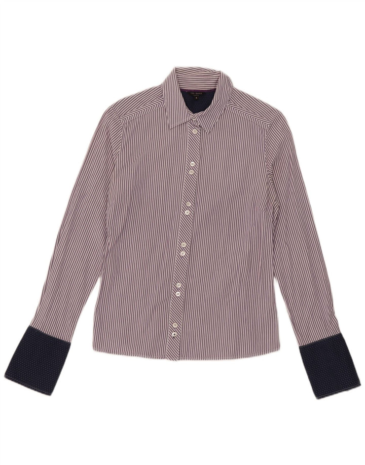 Ted Baker Womens Shirt Size 4 Large Purple Striped