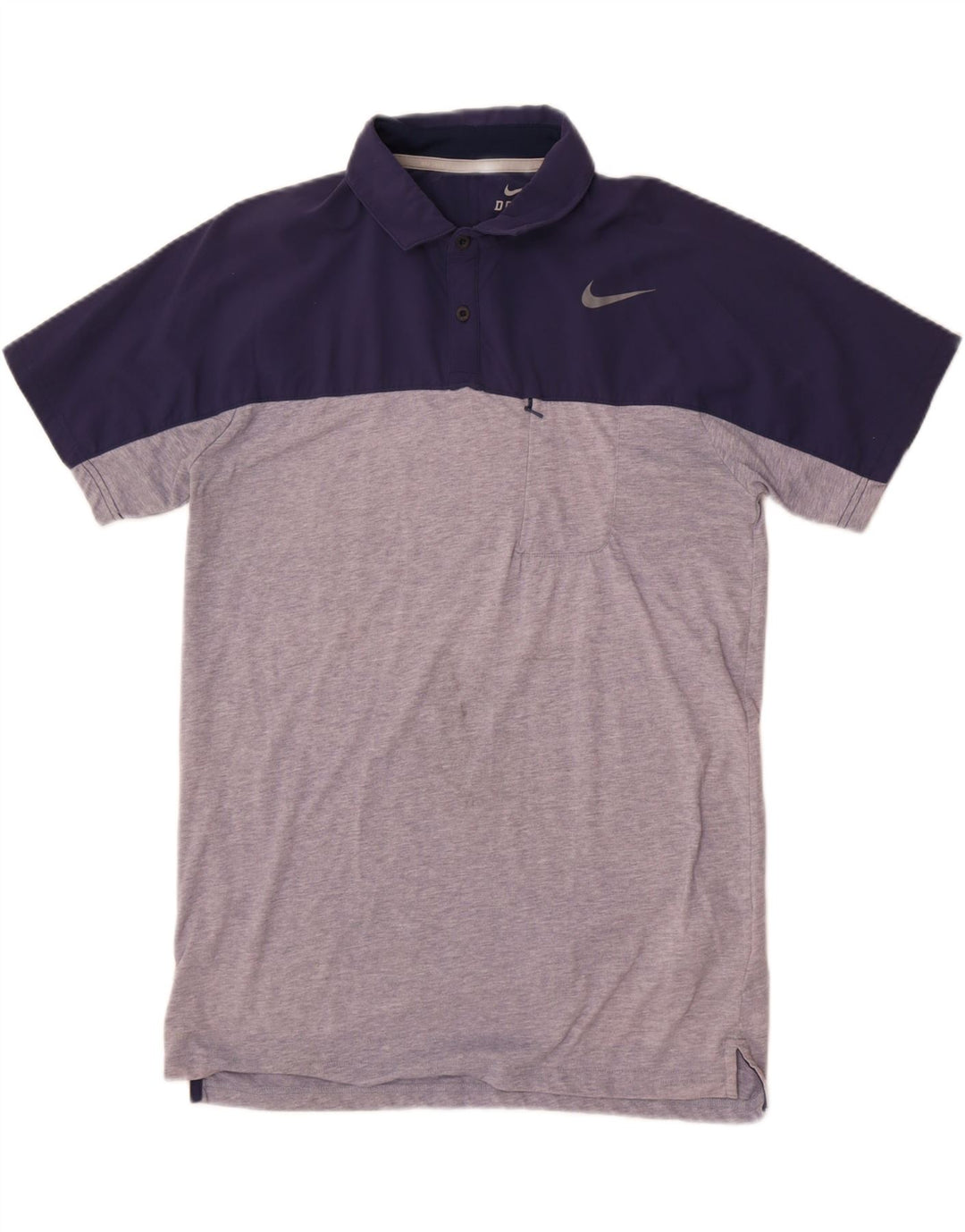 Nike Mens Dri Fit Polo Shirt Large Grey Colourblock Nylon