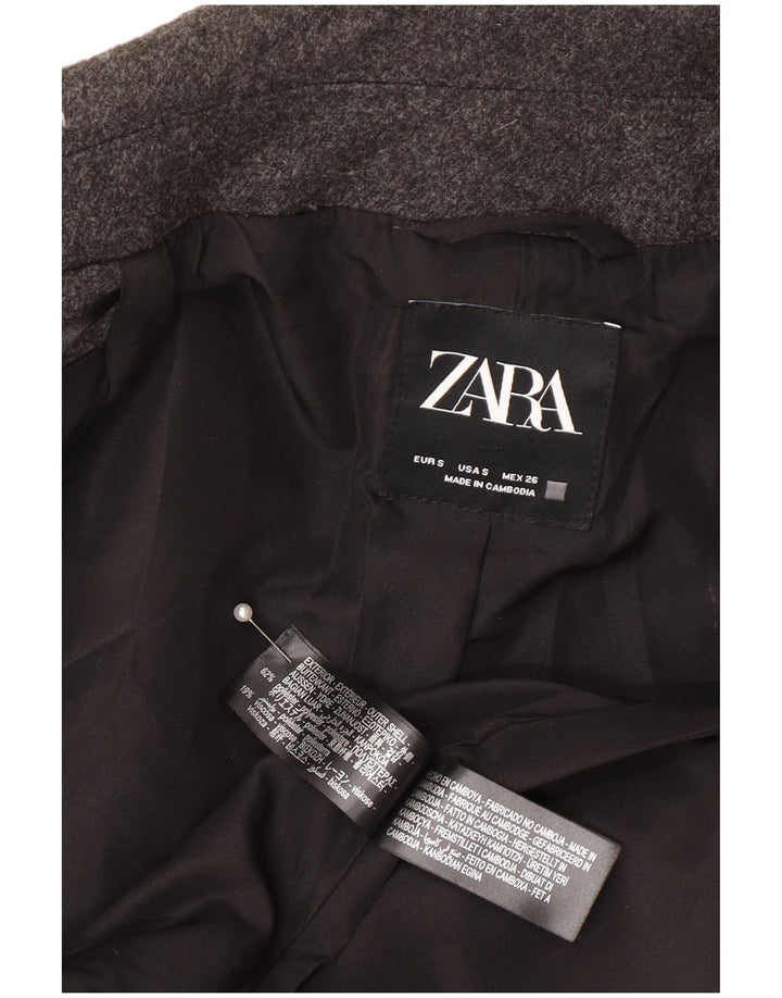 Zara Womens Double Breasted Oversized Blazer Jacket UK 10 Small Grey