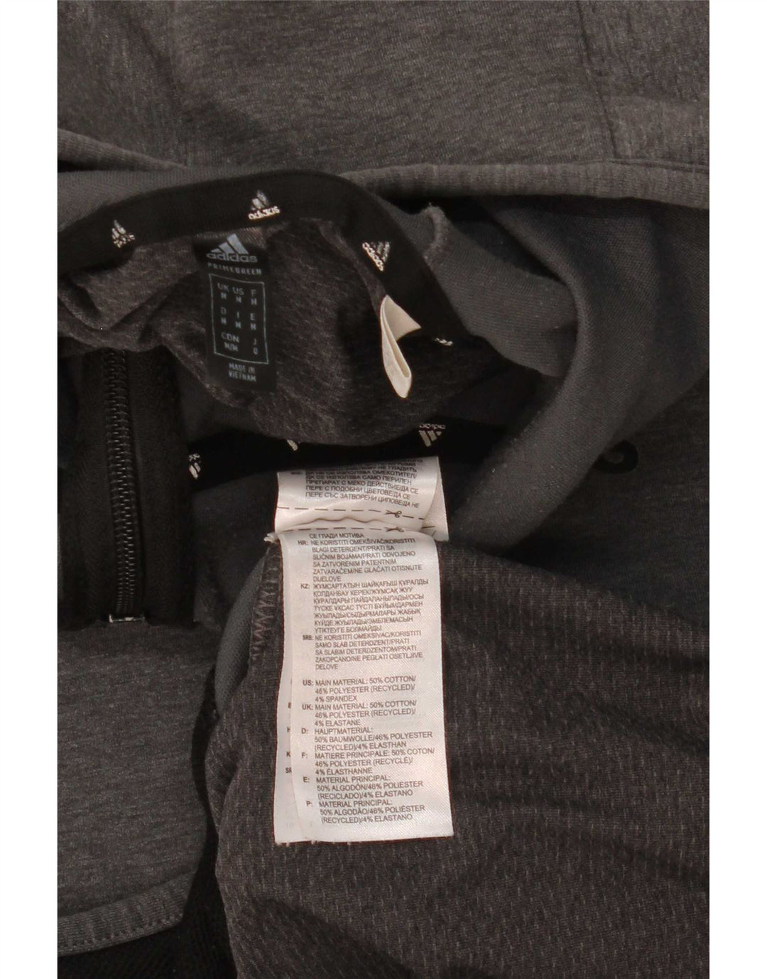Adidas Mens Zip Hoodie Sweater Medium Grey Cotton