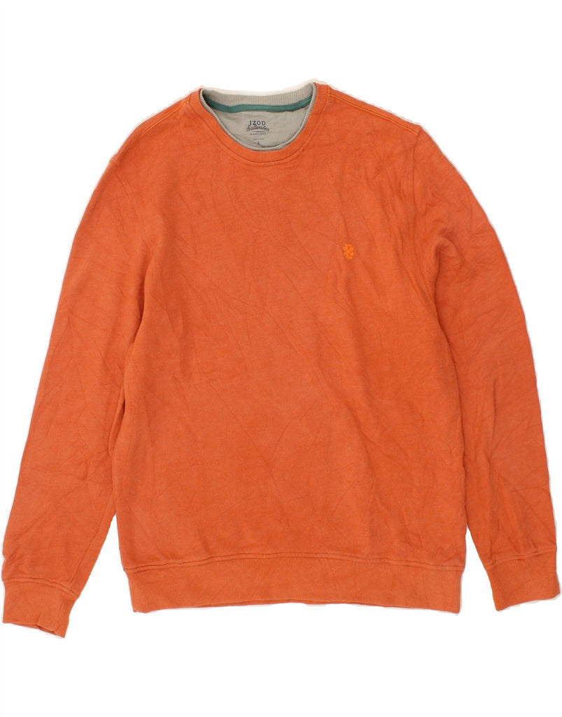 IZOD Mens Salt Water Sweatshirt Jumper Small Orange Cotton Vintage Izod and Second-Hand Izod from Messina Hembry 
