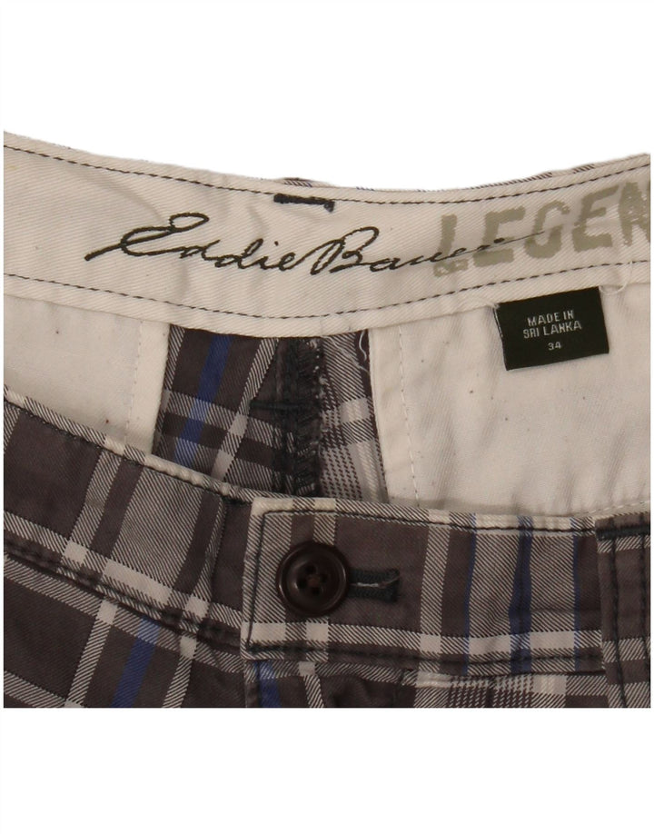 EDDIE BAUER Mens Chino Shorts W34 Large Grey Check