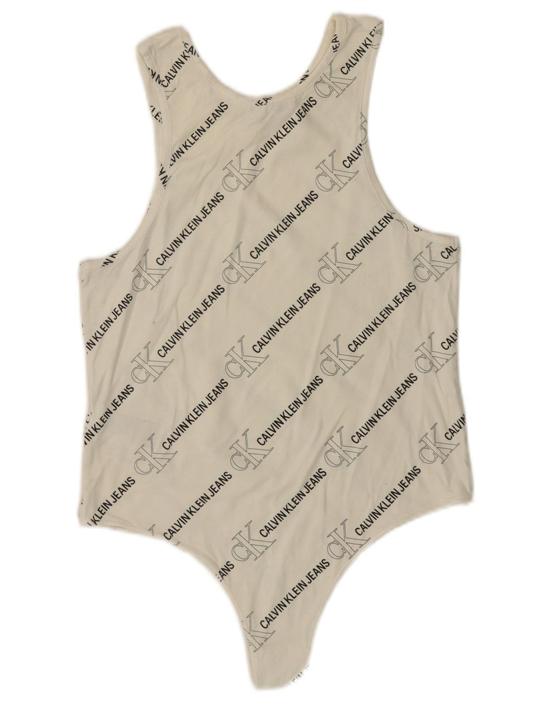 CALVIN KLEIN JEANS Womens Graphic Sleeveless Bodysuit UK 14 Large White