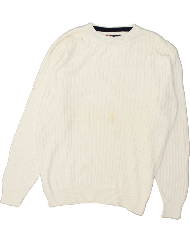 CHAPS RALPH LAUREN Mens Crew Neck Jumper Sweater XL White Cotton | Vintage Chaps Ralph Lauren | Thrift | Second-Hand Chaps Ralph Lauren | Used Clothing | Messina Hembry 