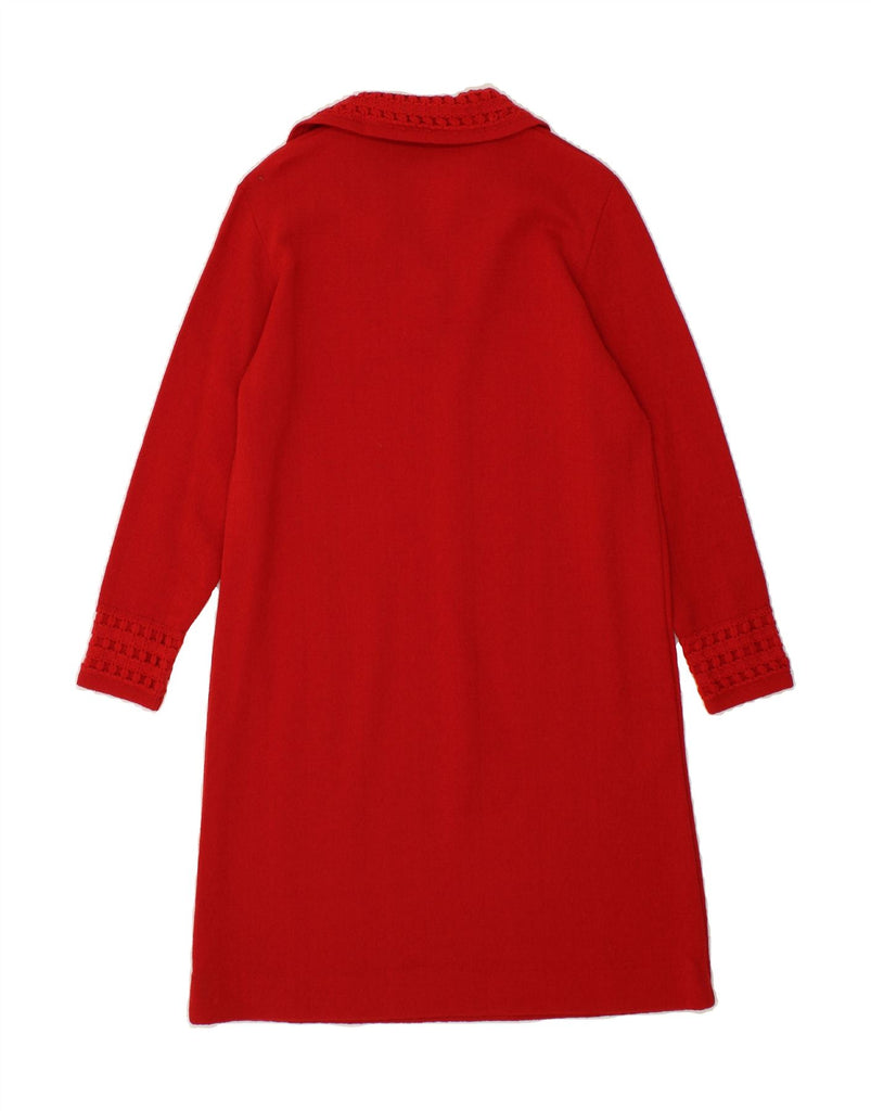 VINTAGE Womens Long Sleeve Jumper Dress UK 12 Medium Red Vintage Vintage and Second-Hand Vintage from Messina Hembry 