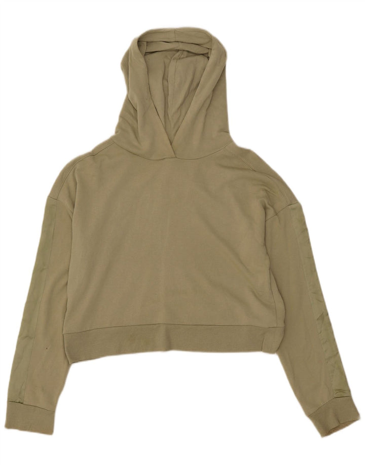 Topshop Womens Crop Hoodie Jumper UK 14 Medium Khaki Polyester