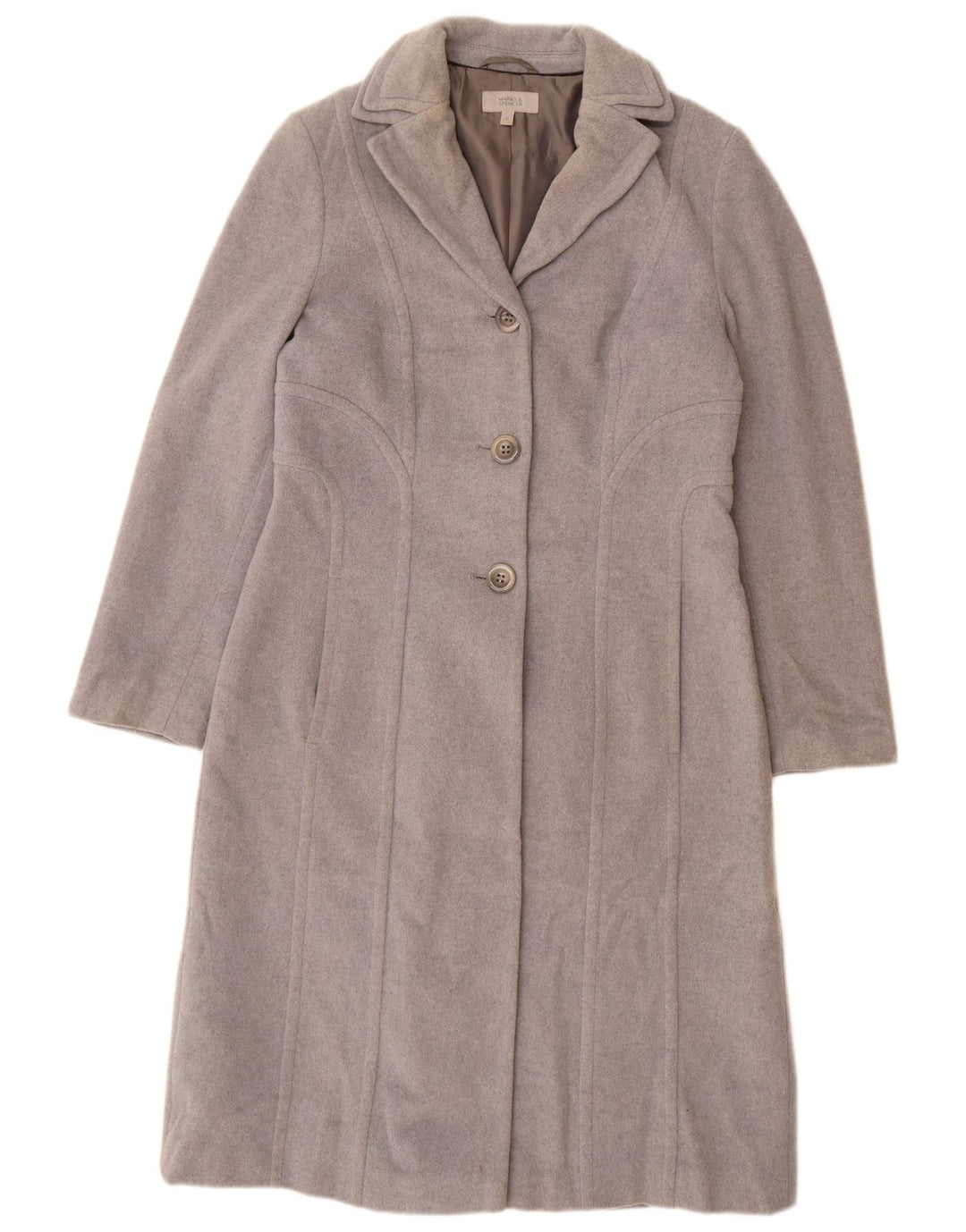 Marks & Spencer Womens Overcoat UK 12 Medium  Grey New Wool