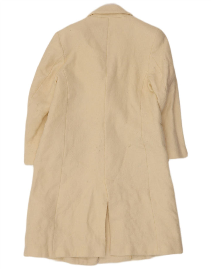Zara Womens Double Breasted Coat UK 14 Medium Off White Wool