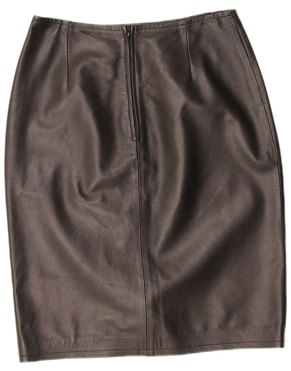 Vintage Womens Leather Skirt W26 Small Black