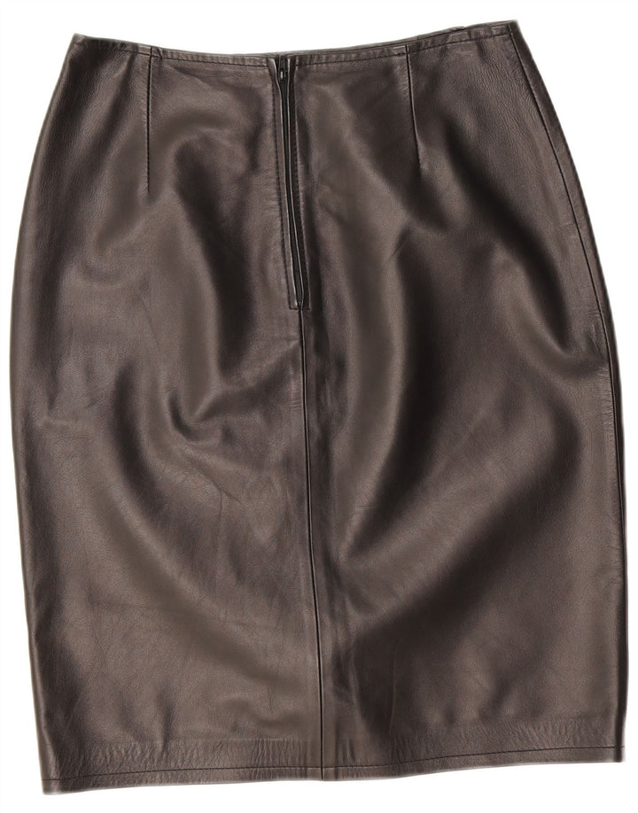 Vintage Womens Leather Skirt W26 Small Black
