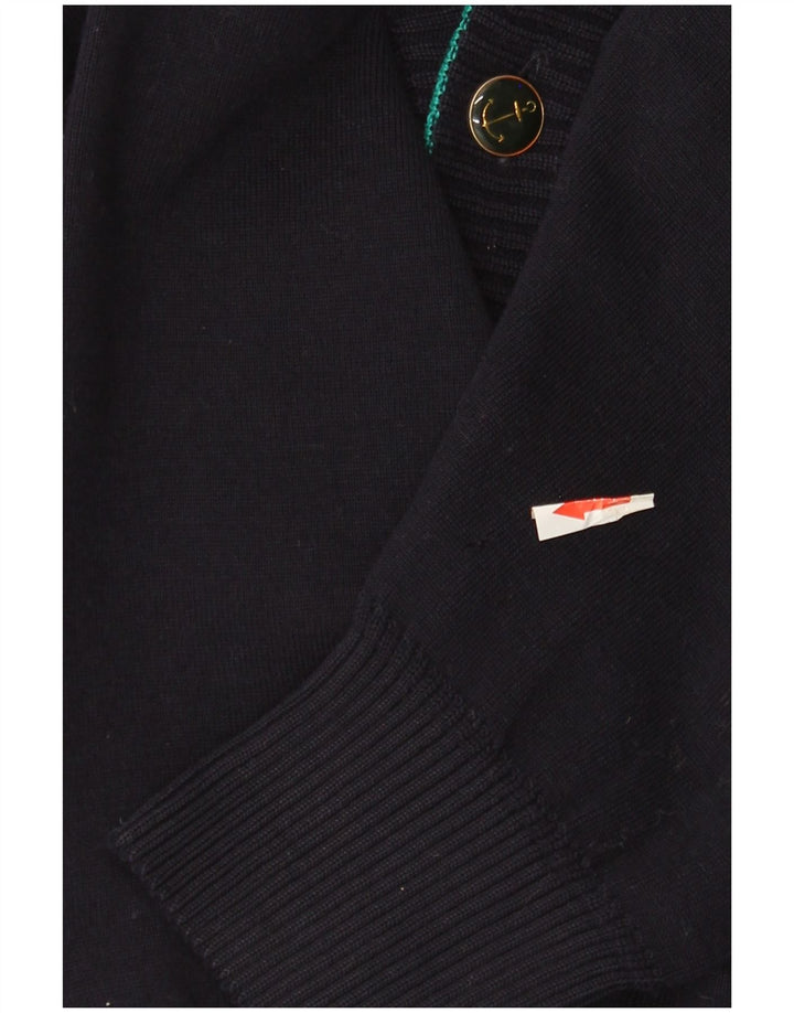 Blue Drake Mens Cardigan Sweater Large Navy Blue Wool