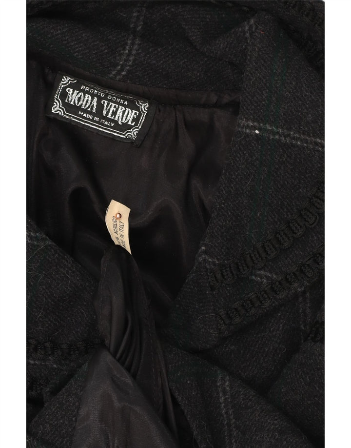 Vintage Womens Poncho Coat One Size Grey Striped Acrylic