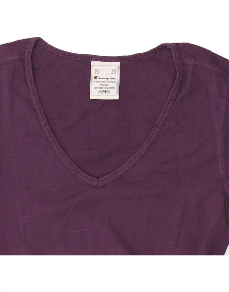 CHAMPION Womens Heritage T-Shirt Top UK 12 Medium Purple Cotton | Vintage Champion | Thrift | Second-Hand Champion | Used Clothing | Messina Hembry 