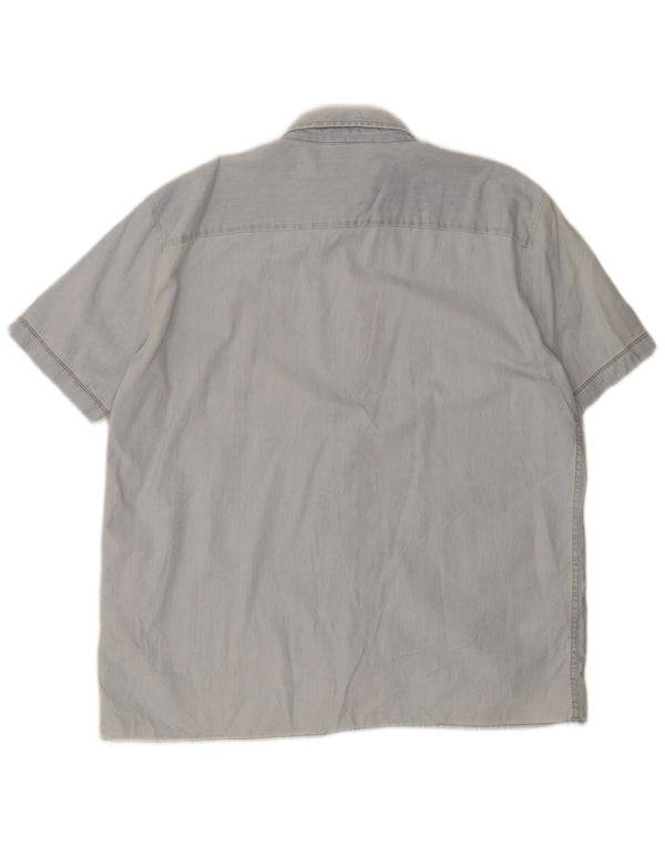 Carrera Mens Short Sleeve Denim Shirt XL Blue Cotton