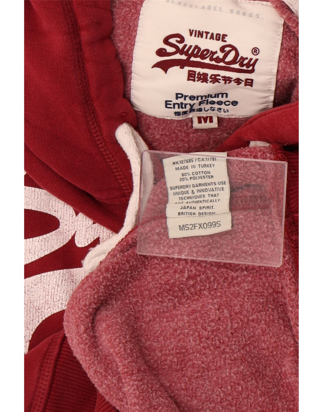 Superdry Mens Graphic Hoodie Jumper Medium Red Cotton