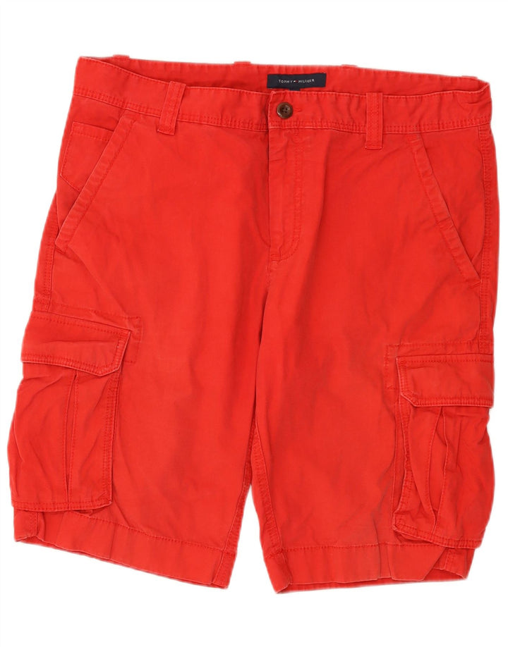 TOMMY HILFIGER Mens Cargo Shorts W36 Large Red Cotton