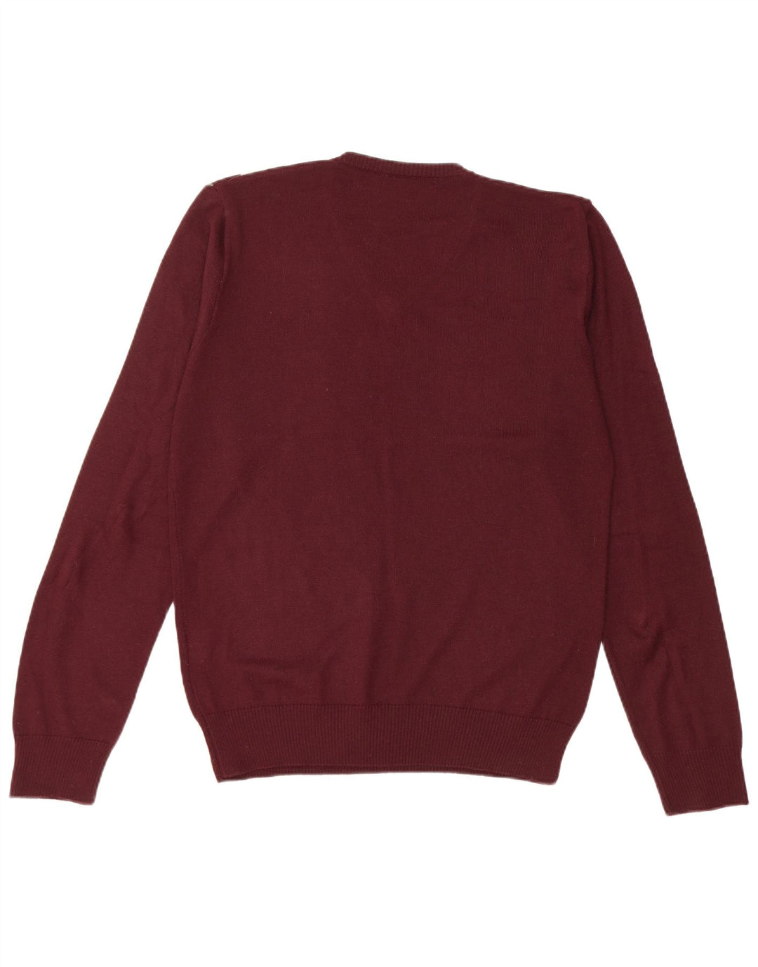 Sonny Bono Mens V-Neck Jumper Sweater Medium Burgundy Argyle/Diamond Wool