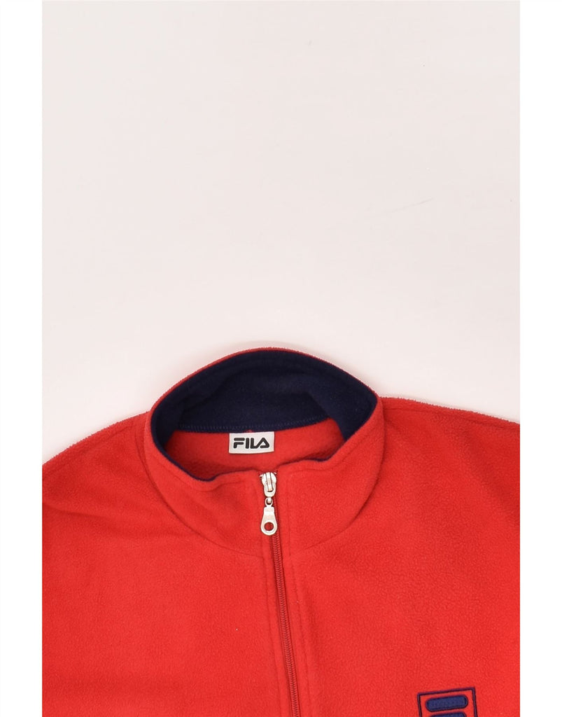 FILA Mens Fleece Tracksuit Top Jacket Small Red Colourblock Polyester | Vintage Fila | Thrift | Second-Hand Fila | Used Clothing | Messina Hembry 