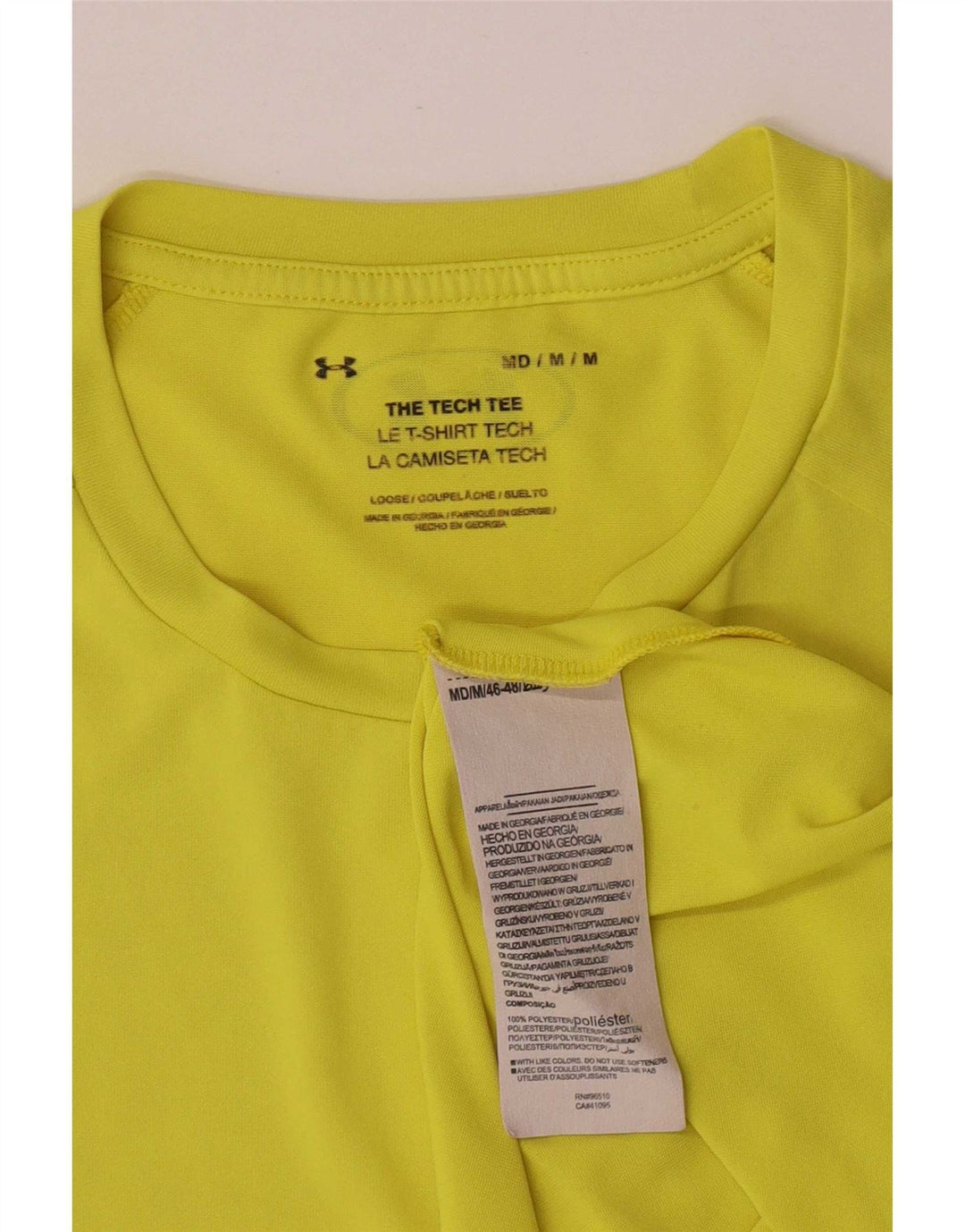 Under Armour Mens Short Sleeve Regular T-Shirt Top Medium Yellow Polyester