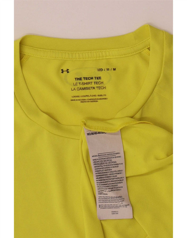 Under Armour Mens Short Sleeve Regular T-Shirt Top Medium Yellow Polyester