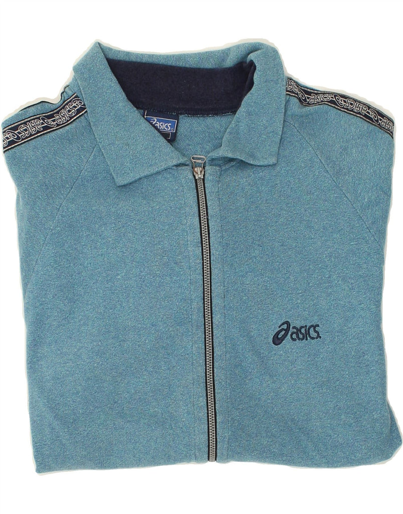 ASICS Mens Tracksuit Top Jacket Large Blue Cotton | Vintage Asics | Thrift | Second-Hand Asics | Used Clothing | Messina Hembry 