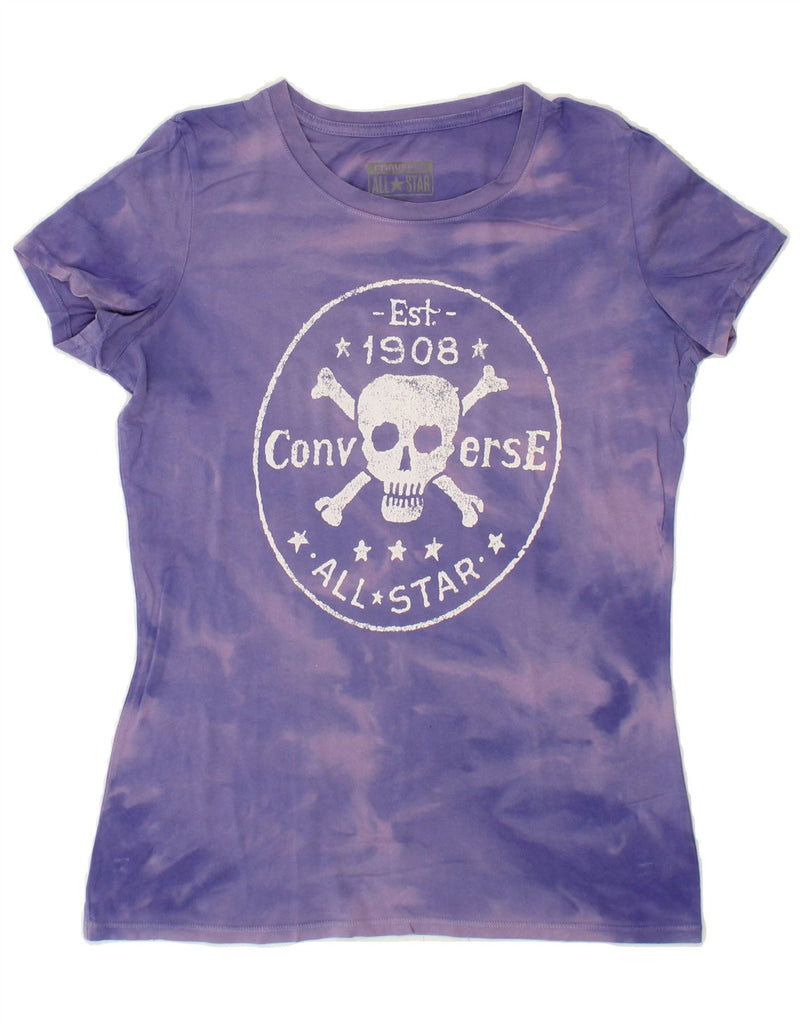 CONVERSE Womens Graphic T-Shirt Top UK 6 XS Purple Tie Dye Cotton Vintage Converse and Second-Hand Converse from Messina Hembry 
