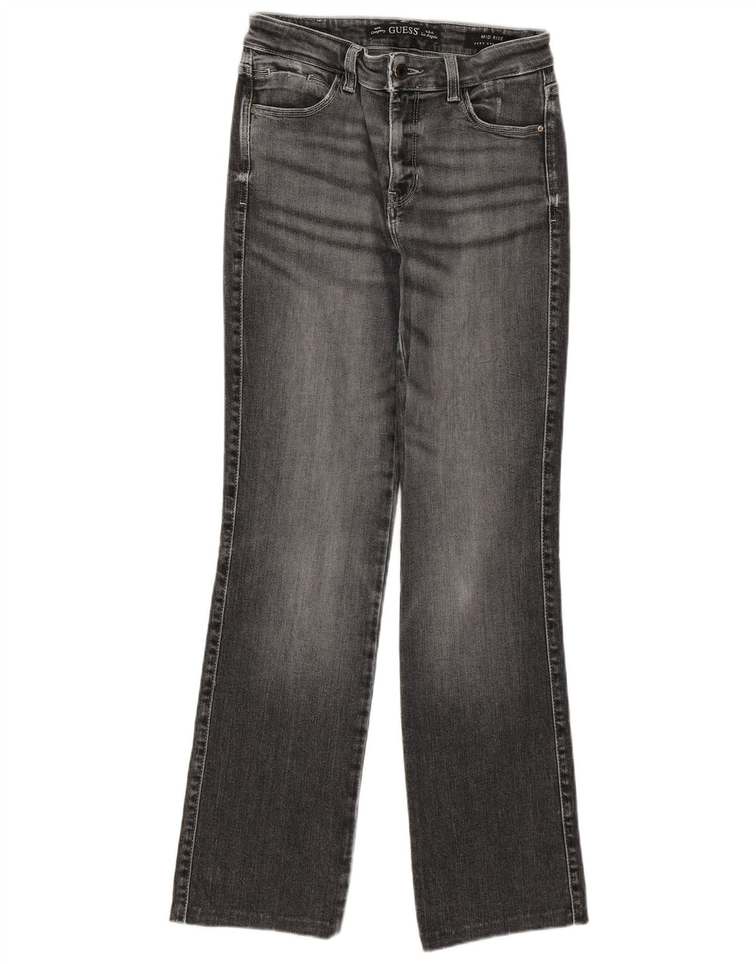 GUESS Womens Mid Rise Straight Jeans W27 L30 Grey