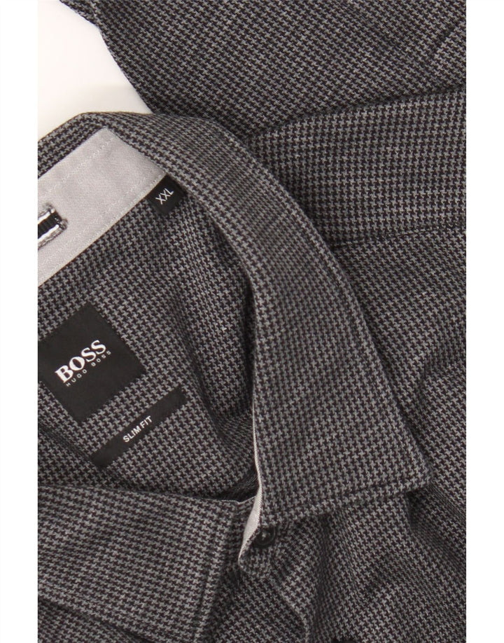 Hugo Boss Mens Slim Fit Shirt 2XL Black Houndstooth