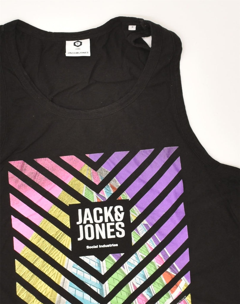 JACK & JONES Mens Graphic Vest Top Small Black Cotton | Vintage Jack & Jones | Thrift | Second-Hand Jack & Jones | Used Clothing | Messina Hembry 