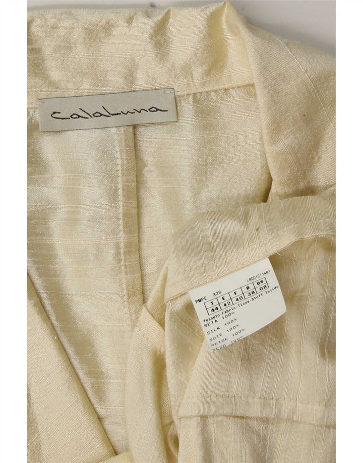 Vintage Womens 2 Button Blazer Jacket IT 44 Medium Yellow Silk