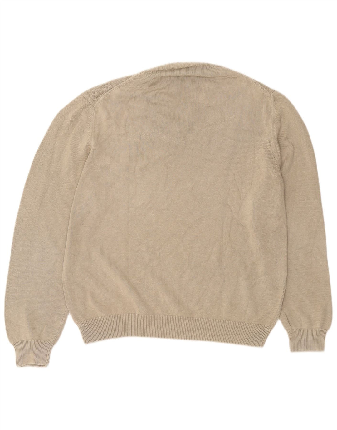 Henry Cottons Mens V-Neck Jumper Sweater Large Beige Cotton