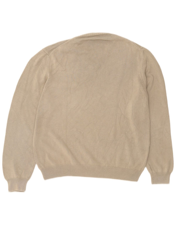 Henry Cottons Mens V-Neck Jumper Sweater Large Beige Cotton