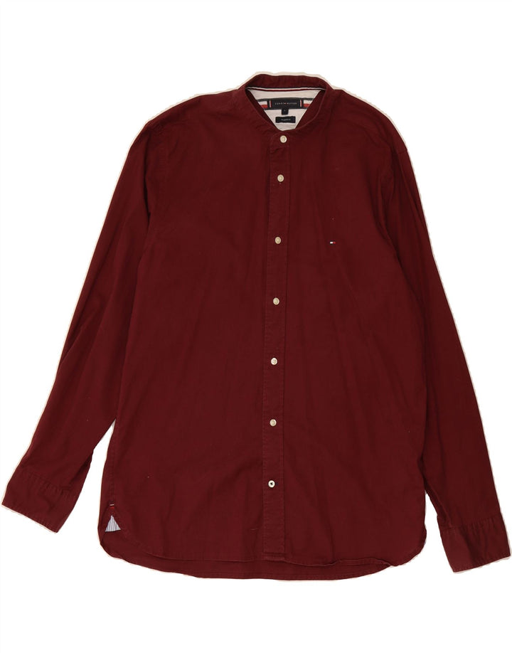 TOMMY HILFIGER Mens Regular Fit Shirt Large Maroon Cotton Vintage Tommy Hilfiger and Second-Hand Tommy Hilfiger from Messina Hembry 
